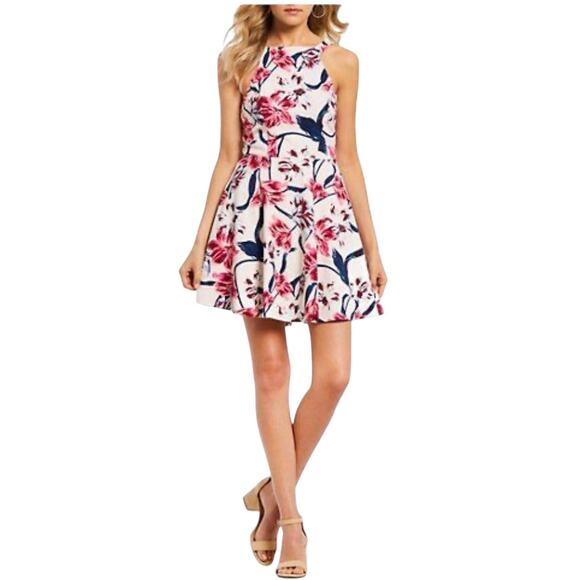 Jodi Kristopher Floral Fit and Flare Sleeveless Mini Dress Women’s Sz 9 Feminine - Picture 1 of 10
